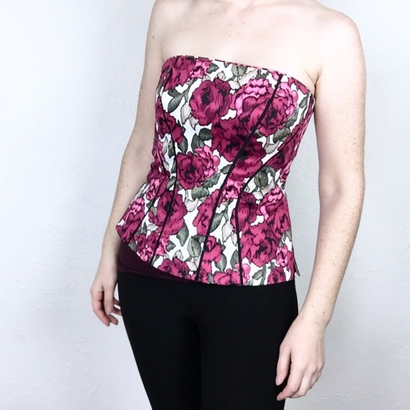 WHBM floral strapless tube top size 2 summer formal White House black market - Picture 5 of 7